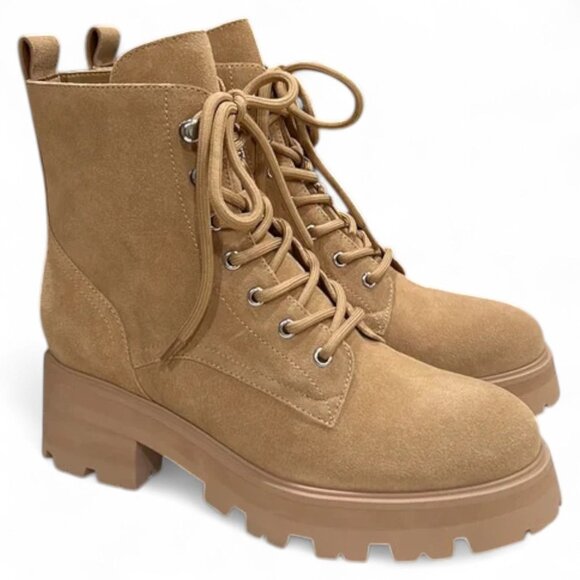 Marc Fisher Ltd Womens Beige Lug Sole Comfort Lucien Round Toe Block Heel Lace-u - Picture 2 of 6